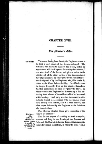 The Rules and Practice of the Court of Chancery of Upper Canada
