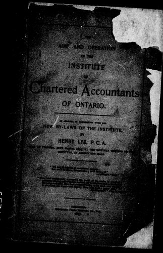 The Aims and Operation of the Institute of Chartered Accountants of Ontario