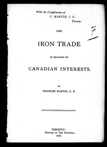 The Iron Trade in Relation to Canadian Interests