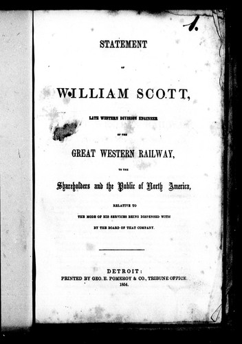 Statement of William Scott, late western division engineer of the Great Western Railway