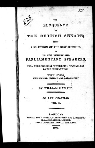The Eloquence of the British Senate