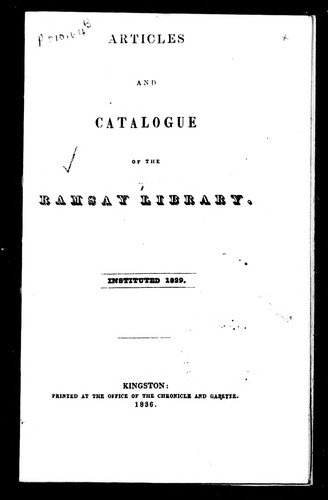 Articles and catalogue of the Ramsay Library