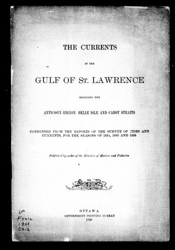 The Currents in the Gulf of St. Lawrence