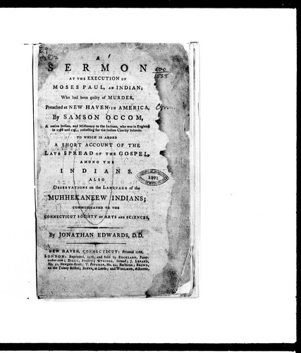 A Sermon at the Execution of Moses Paul