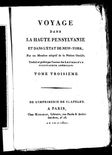 Voyage dans la haute Pensylvanie et dans l'état de New-York