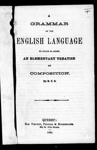 A Grammar of the English Language