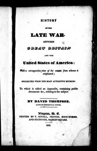 History of the Late War Between Great Britain and the United States of America