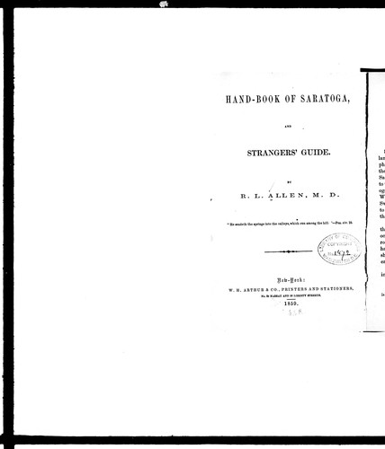 Hand-book of Saratoga, and strangers' guide