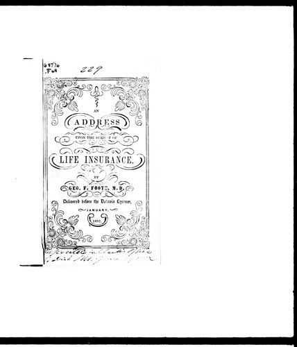 An address upon the subject of life insurance