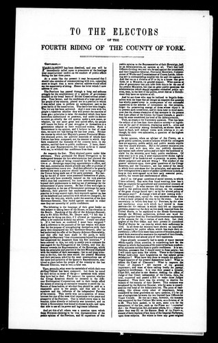 To the electors of the fourth riding of the county of York