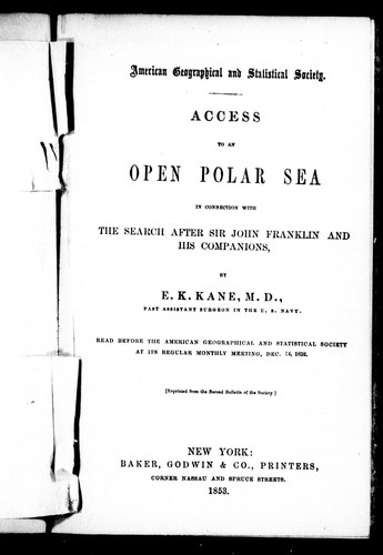 Access to an Open Polar Sea in Connection with the Search After Sir John Franklin and His Companions