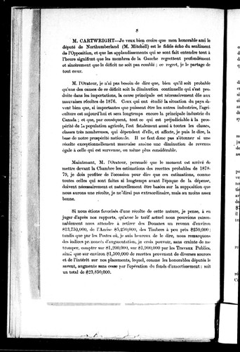Discours sur le budget prononcé dans la Chambre des communes du Canada, vendredi le 22 février 1878