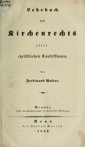 Lehrbuch des Kirchenrechts aller christlichen Confessionen
