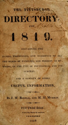 The Pittsburgh Directory for 1819