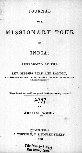 Journal of a missionary tour in India