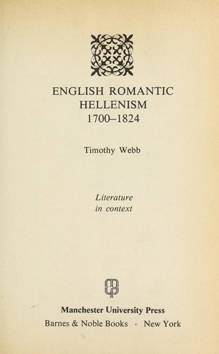 English romantic Hellenism, 1700-1824