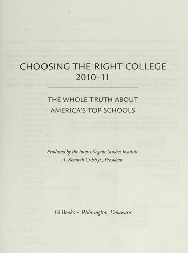 Choosing the Right College 2010-11