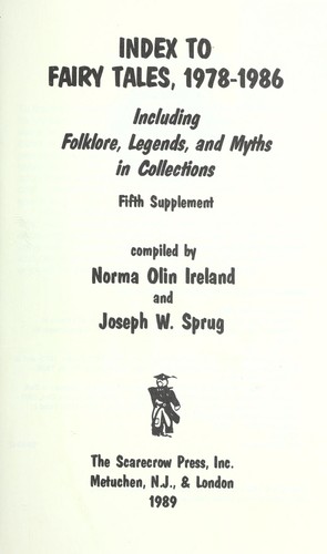 Index to Fairy Tales, 1978-1986: Including Folklore, Legends, and Myths in Collections