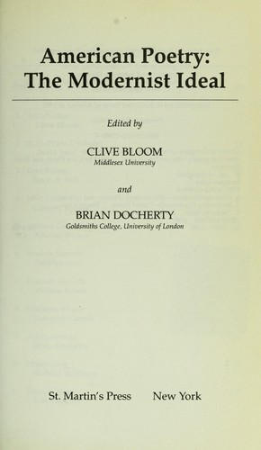 American Poetry: The Modernist Ideal