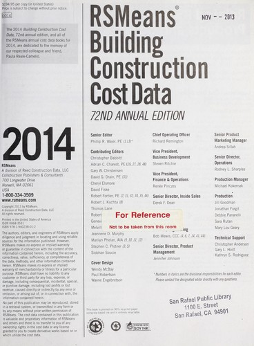 RSMeans Building Construction Cost Data 2014