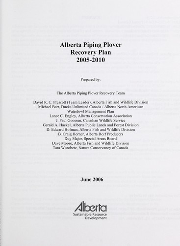 Alberta Piping Plover Recovery Plan 2005-2010