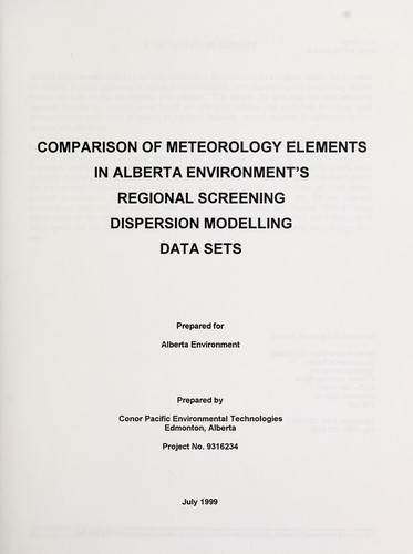 Comparison of Meteorology Elements in Alberta Environment's Regional Screening Dispersion Modelling Data Sets