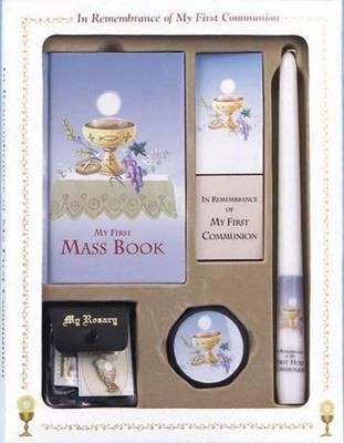 In Remembrance of My First Communion With Rosary Candle and Bookmark and My First Mass Book