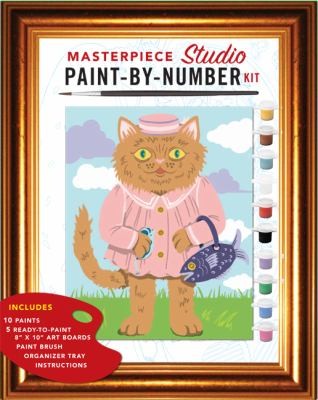 Masterpiece Studio PaintByNumber Kit With 5 PaintByNumber Boards Organizer Tray and Paint Brush and 10 Pots of Acrylic Paint