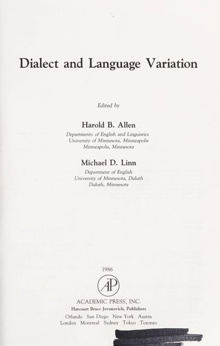 Dialect and Language Variation