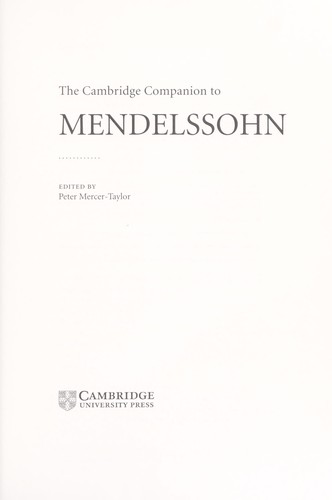 The Cambridge companion to Mendelssohn