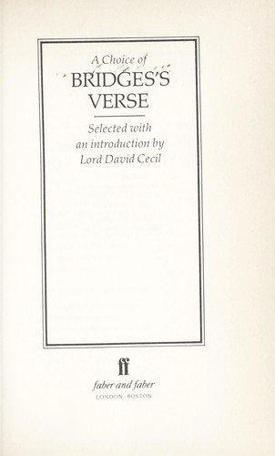A choice of Bridges's verse