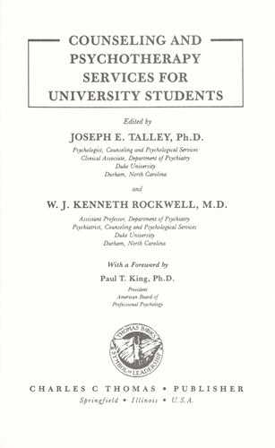 Counseling and psychotherapy services for university students