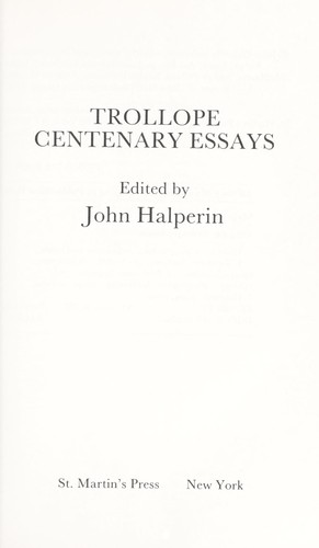Trollope centenary essays
