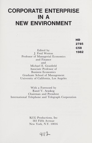 Corporate enterprise in a new environment