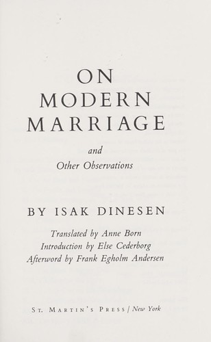 On modern marriage