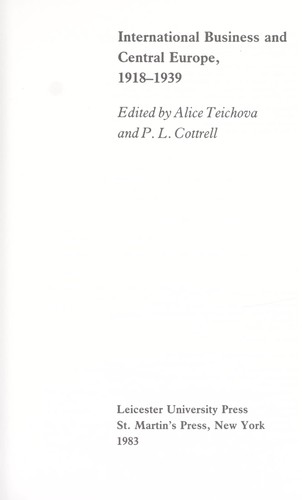 International Business and Central Europe, 1918-1939