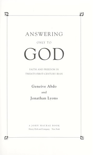 Answering Only to God