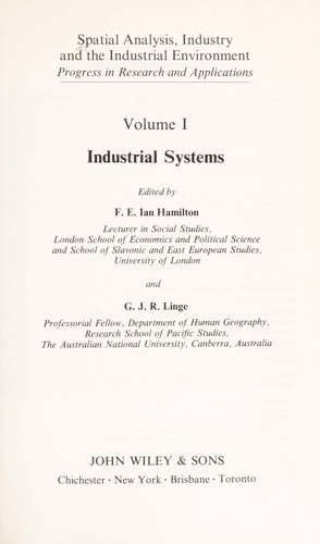 Spatial Analysis, Industry, and the Industrial Environment