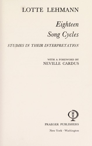 Eighteen Song Cycles
