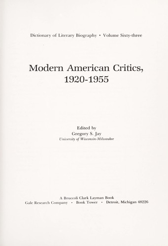 Modern American critics, 1920-1955