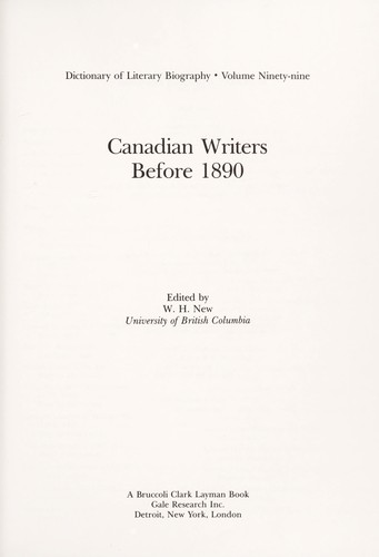 Canadian writers before 1890