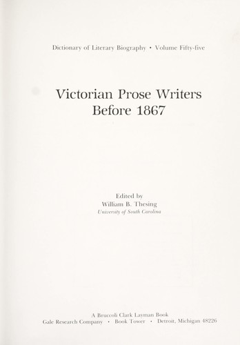 Victorian Prose Writers Before 1867