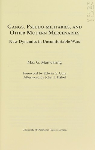 Gangs, pseudo-militaries, and other modern mercenaries