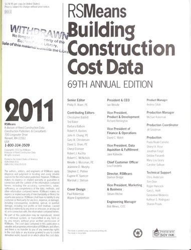 Building Construction Cost Data 2011