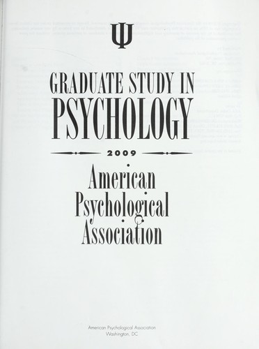 Graduate Study in Psychology, 2009