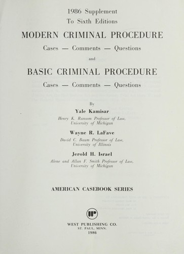 1986 Supplement to Sixth Editions