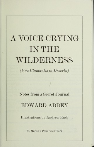 A voice crying in the wilderness