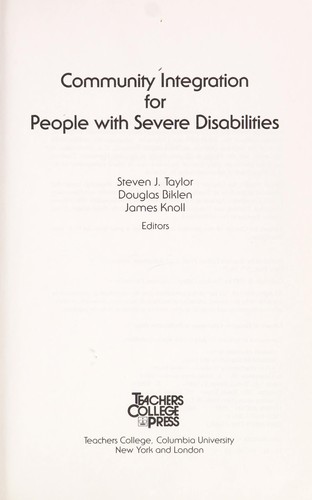 Community Integration for People with Severe Disabilities