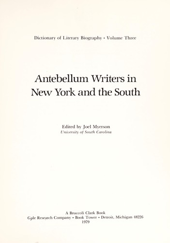 Antebellum writers in New York and the South