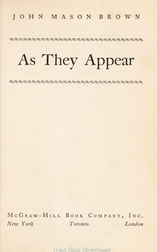 As They Appear